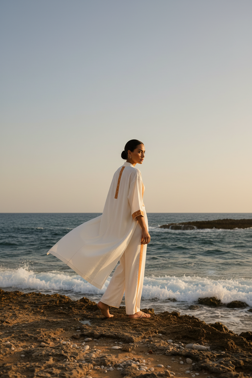 Kimono Marfil - Caminando costa