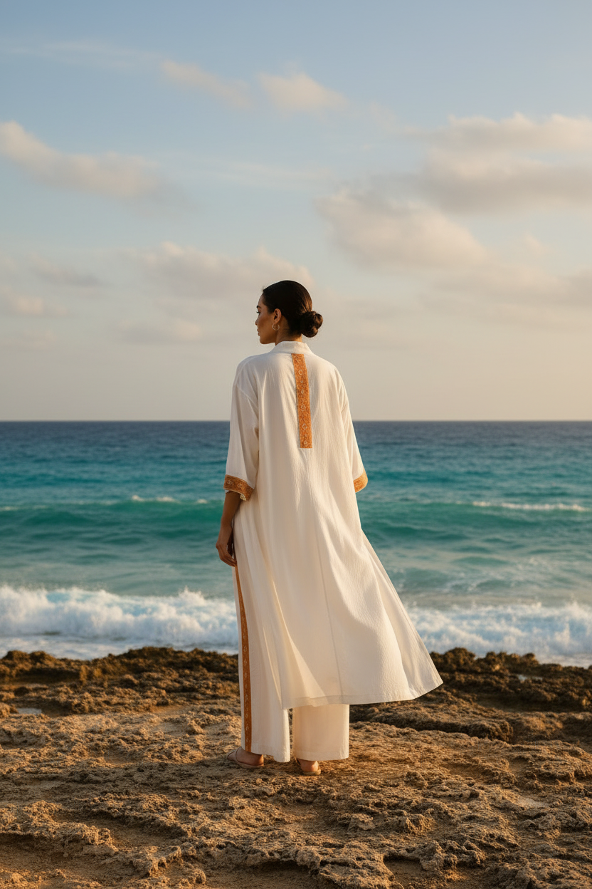Kimono Midi Marfil - Costa